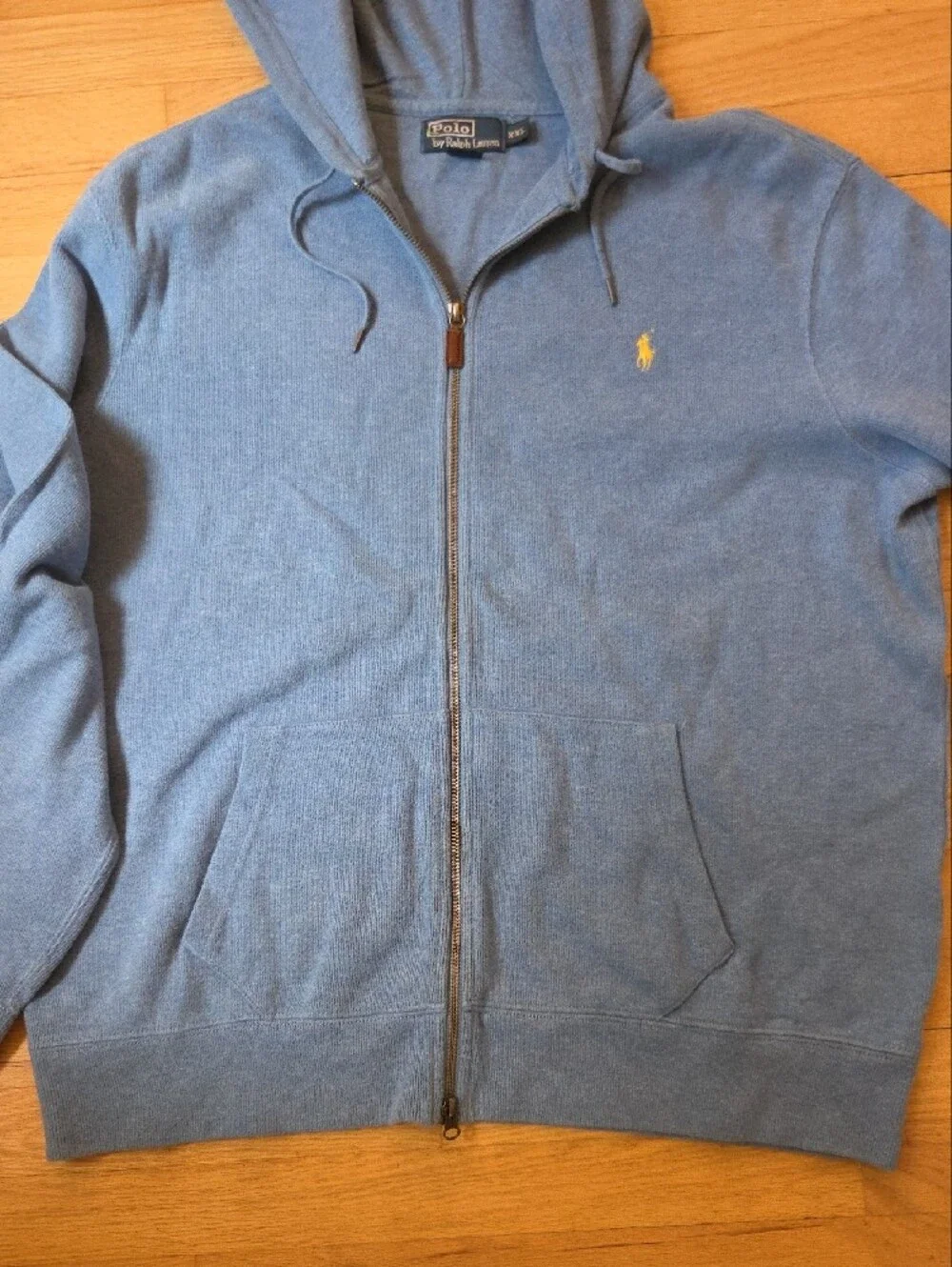 Vintage Polo Ralph Lauren Full Zip Hoodie Blue Yellow Pony - Men's XXL